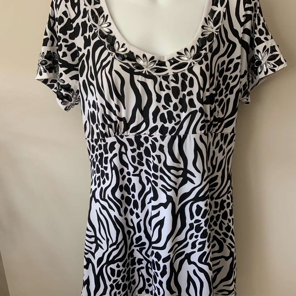 I.N.C. Brush Zebra Jeweled Dress size L